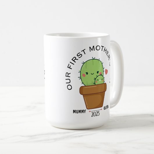EERSTE MOEDERDAG 2025, grappige cactus Koffiemok (Voorkant rechts)