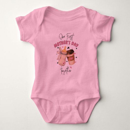 Eerste Moederdag 2025 / Roze bijpassend outfit Romper (Voorkant)