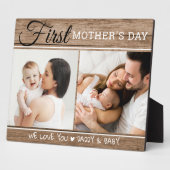 Eerste Moederdag 2 Foto collage Rustic Wood Fotoplaat (Zijkant)