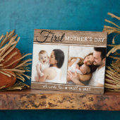 Eerste Moederdag 2 Foto collage Rustic Wood Fotoplaat (Zijkant)