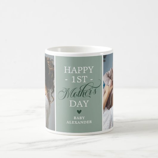 Eerste Moederdag 2 Foto groen Koffiemok (Center)