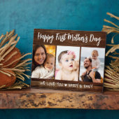 Eerste Moederdag 3 Foto collage Dark Wood Fotoplaat (Zijkant)