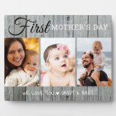 Eerste Moederdag 3 Foto collage Grauwe Hout Fotoplaat (Voorkant)