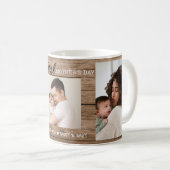 Eerste Moederdag 3 Foto collage Rustic Wood Koffiemok (Voorkant rechts)