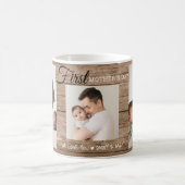 Eerste Moederdag 3 Foto collage Rustic Wood Koffiemok (Center)