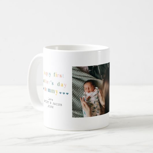 Eerste Moederdag | 3 Fotocollage Koffiemok (Voorkant links)