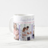 Eerste Moederdag 4 Foto Lavender Gepersonaliseerd Koffiemok (Voorkant links)