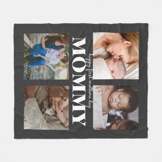 eerste moederdag 4foto collage Fleece Deken (Voorkant (Horizontaal))