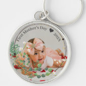 Eerste Moederdag Aangepaste Babyfoto | Met Jaar Sleutelhanger (Voorkant)