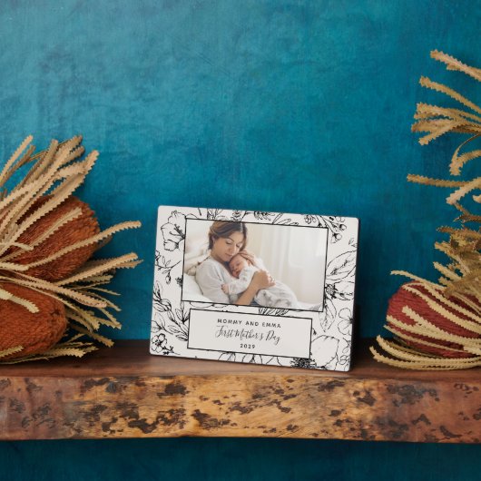 Eerste Moederdag Aangepaste blinde botanische foto Fotoplaat (Zijkant)