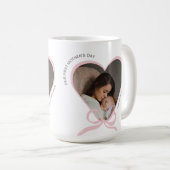 Eerste Moederdag aangepaste foto liefde vorm Koffiemok (Voorkant rechts)