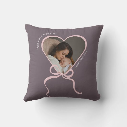 Eerste Moederdag aangepaste foto liefde vorm Kussen (Achterkant)