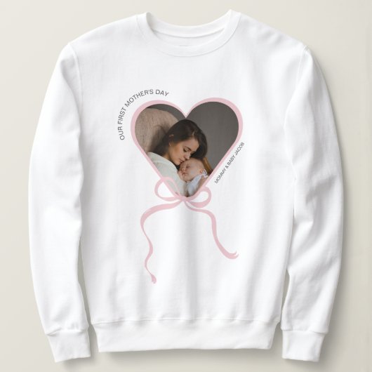 Eerste Moederdag aangepaste foto liefde vorm Trui (Design voorkant)