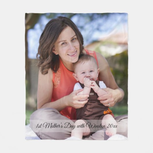 Eerste Moederdag Aangepaste Foto & Tekst Fleece Deken (Voorkant)