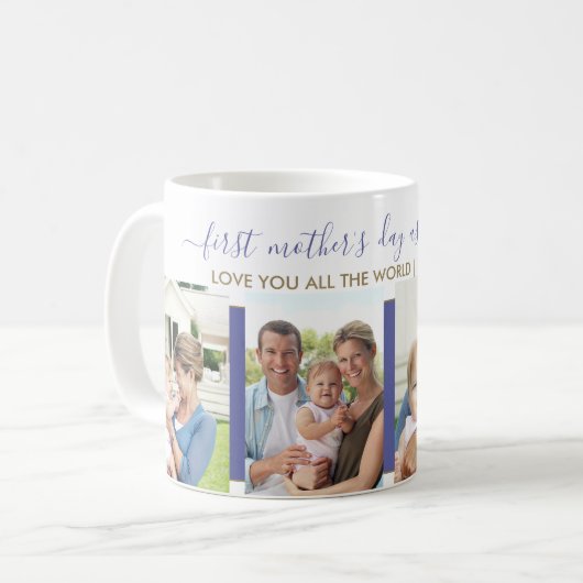Eerste Moederdag als Grootma 4 Foto Iris Blue Koffiemok (Voorkant links)