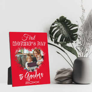 Eerste Moederdag als oma Heart Red Fotoplaat