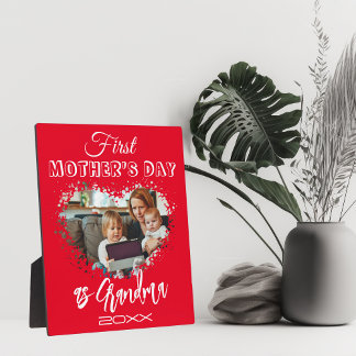 Eerste Moederdag als oma Heart Red Fotoplaat