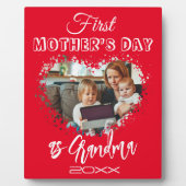Eerste Moederdag als oma Heart Red Fotoplaat (Voorkant)