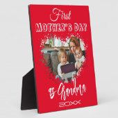 Eerste Moederdag als oma Heart Red Fotoplaat (Zijkant)