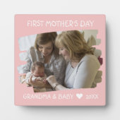 Eerste Moederdag als oma kleinkind Roze Foto Fotoplaat (Voorkant)
