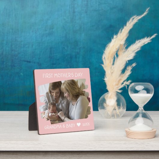 Eerste Moederdag als oma kleinkind Roze Foto Fotoplaat (Insitu)