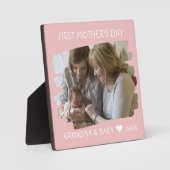 Eerste Moederdag als oma kleinkind Roze Foto Fotoplaat (Voorkant)