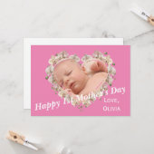 Eerste Moederdag Baby Foto SVG Hart Bloemen Kaart (Voorkant / Achterkant in situ)