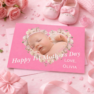 Eerste Moederdag Baby Foto SVG Hart Bloemstuk Kaart