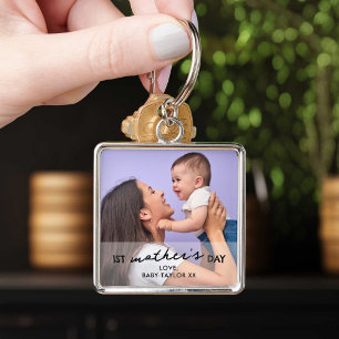 Eerste Moederdag Baby & Moeder Foto Sleutelhanger