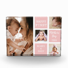 Eerste Moederdag Baby Roze 4 Foto Collage Block