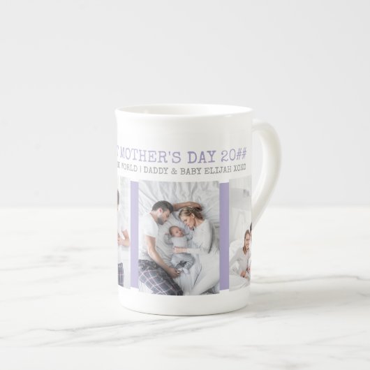 Eerste Moederdag Beste mam 4 fotocollage Porselein Kop (Voorkant rechts)