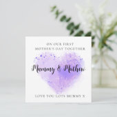 Eerste Moederdag Beste Vriend paarse hart Feestdagenkaart (Staand voorkant)