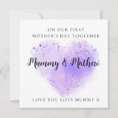 Eerste Moederdag Beste Vriend paarse hart Feestdagenkaart (Voorkant)