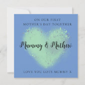 Eerste Moederdag Beste Vrienden blauw groen hart Feestdagenkaart (Voorkant)