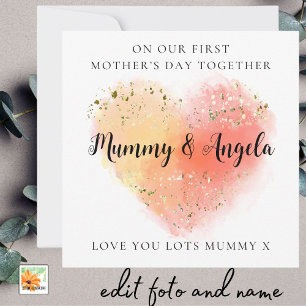 Eerste Moederdag Beste Vrienden Goud sinaasappel h Feestdagenkaart