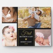 Eerste Moederdag Black en Gold 4 foto-inklage Fotoplaat (Voorkant)