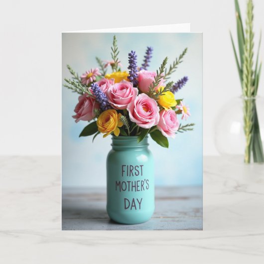 Eerste Moederdag Bloemstuk Kaart (Voorkant)