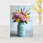 Eerste Moederdag Bloemstuk Kaart (Gele Bloem)
