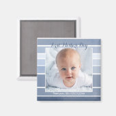 Eerste Moederdag Blue Striped Baby Photo Magnet (Voorkant / Achterkant)