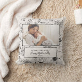 Eerste Moederdag Blush Botanische Foto Kussen (Deken)