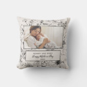 Eerste Moederdag Blush Botanische Foto Kussen (Voorkant)