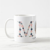 Eerste Moederdag Blush Pink Navy Floral Letters Koffiemok (Links)