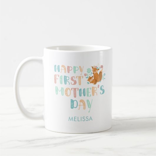 Eerste Moederdag Boho Chic Typografie Aangepast Koffiemok (Links)