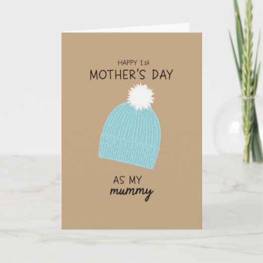 Eerste Moederdag Brei Muts Kaart (Voorkant)