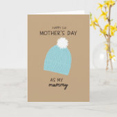 Eerste Moederdag Brei Muts Kaart (Gele Bloem)