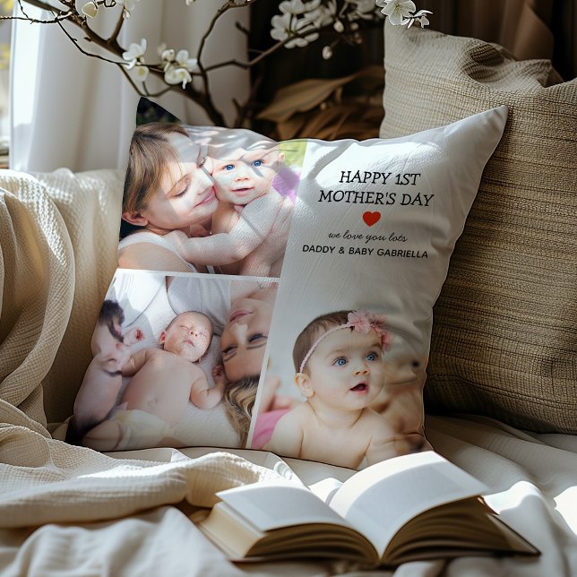 Eerste Moederdag Cadeau | Mooie Fotocollage Kussen (Creator heeft geüpload)