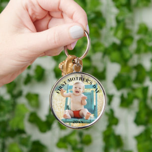 Eerste Moederdag Custom Jaar Baby Foto Nieuwe Mama Sleutelhanger
