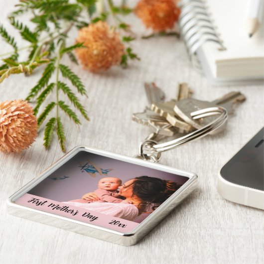 Eerste Moederdag Custom Mam en Baby Uniek houdt Sleutelhanger (Zijkant)