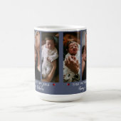 Eerste Moederdag Drie Foto Collage Blauw Koffiemok (Center)