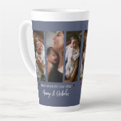 Eerste Moederdag Drie Foto Collage Blauw Latte Mok (Linkerhoek)